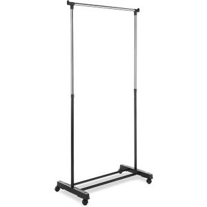 Whitmor Adjustable Garment Rack Rolling Clothes Organizer, Black and Chrome