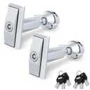 2 Set Universal Vending Machine Lock with T-Handle and 6 Keys Long Zinc Alloy Lock Replacement for ATM Candy Snack Machine, 5.9 Inch Long
