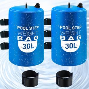 Pool Ladder Weights 30L Universal Large Pool Step Weights Sand Bag Waterproof 500D PVC Swimming Pool Weights for Above Ground and Inside Pool with Nylon Handle (Blue, 30L)