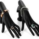 Okllen 2 Pack Female Mannequin Hand, Resin Hand Ring Display Stand Jewelry Organizer Bracelet Bangle Holder for Hand Chain, Finger Ring, Glove, Black, Left Hands