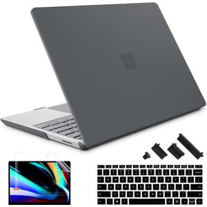 May Chen Case Compatible for 13.5" Microsoft Surface Laptop 5/4/3 with Metal Palm Rest Model 1951/1868, Plastic Hard Shell Case with Screen Protector + Keyboard Cover + Dust Plug, Matte Black
