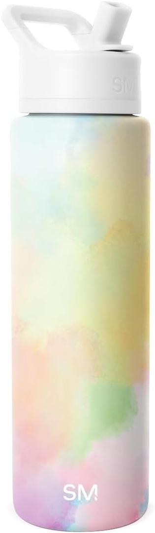 Simple Modern Water Bottle with Straw Lid | Vacuum Insulated Stainless Steel Metal Thermos | Reusable Leak Proof BPA-Free Flask for Sports Gym | Summit Collection | 30oz, Cotton Candy Tie Dye