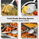 7.9" Stainless Steel Perforated and Regular Set, Slotted and Serving Spoon for Buffet Set, 18/8 Large Serving Spoon Utensils, Extra-Wide 3" Head, for Catering, Restaurants, Kitchen, Parties (2pack)