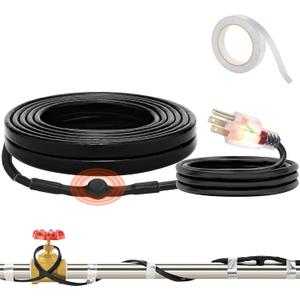 Oak Leaf 6Ft Heating Cable, Self-Regulating Heat Tape for Water Pipes with Thermostat, Pipe Heating Cable for RV/Farm/Drain/Water Pipe, Comes with Aluminum Foil Tape, 120V/ 8W/Ft