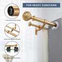 Double Curtain Rod, 1 inch Window Telescoping Drapery Double Rod 36 to 72 Inches (3-6 Feet), Classical Ball Finials,Premium Aluminum Brackets,Warm Gold