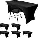 Nasitos 6 Pack Spandex Table Covers 4ft-Open Back Table Cloth, Stretch Fabric Spandex Trade Show Table Covers for 4 Foot Tables Washable, Wrinkle Resistant Table Protector for Craft Show, Party (Black)