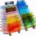 LITMIND 24 Sheets Transparent Streaky Stained Glass Sheets  Mystic Rainbow Mix, 6 x 4 Inch Smooth Art Glass for Mosaics, Suncatchers & DIY Crafts