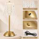 6 Pcs Cordless Table Lamp Rechargeable Touch Lamp,Gold Classic