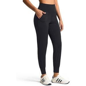 Colorfulkoala Women's High Waisted Joggers with Pockets Full Length Sweatpants & Lounge Pants Large Black