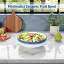Fruit Bowl for Kitchen Counter, Blue-Edged Minimalist Ceramic Decorative Bowl, Key Bowl for Entryway Table, Home Dcor Accent Dish