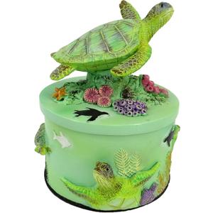 Sea Turtle Trinket Box - 5-Inch Resin Turtle Jewelry Storage Box, Ocean-Themed Decorative Treasure Box for Desk & Home Dcor, Mini Seaturtle Figurine (Green)