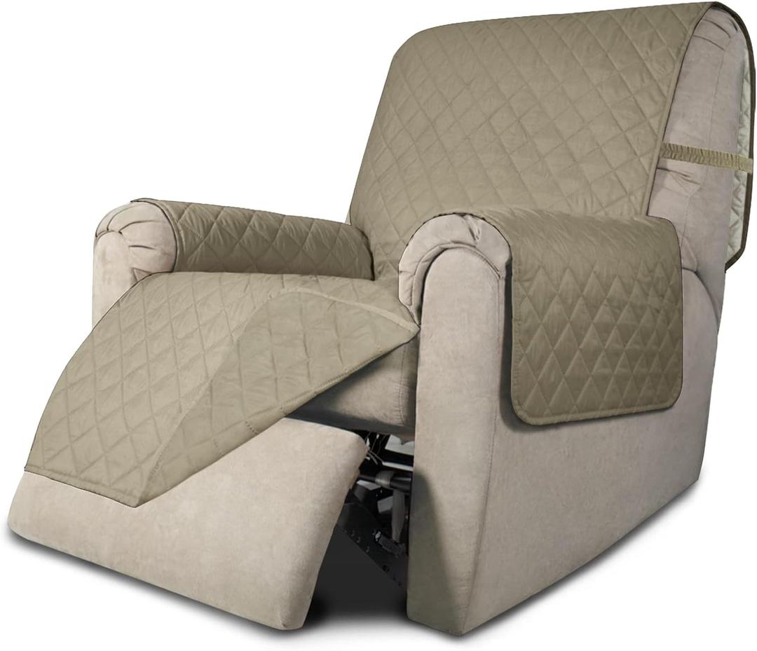 Easy-Going Recliner Chair Slipcover Reversible Sofa Cover Water Resistant Couch Cover Furniture Protector with Elastic Straps for Pets Dog (Recliner 22 inch, Beige/Beige)