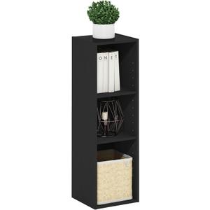 Furinno Fulda Book Shelf, 3-Tier Narrow Bookshelf, Bookcase with 10-in Width Storage Shelf, 9.3 x 9.8 x 31.5, for Living Room, Bedroom, Home Office, Blackwood