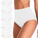 ASIMOON High Waisted Tummy Control Underwear for Women Cotton Plus Size Full Coverage Panties Ladies Briefs XL