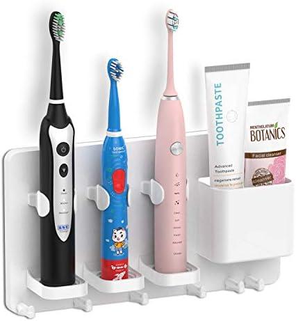 simpletome Adhesive Electric Toothbrush Holder Wall Mounted Razor Hanger Bathroom Organizer Box ABS (White)