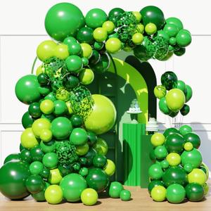 Green Balloons Arch Kit, 129Pcs Green Balloons Garland Different Size for Birthday,Jungle Forest Themed, St. Patrick's Day, Summer Party Decorations