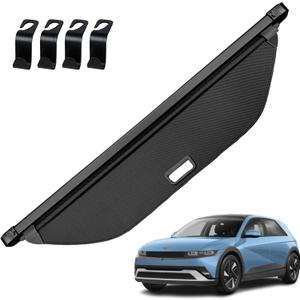 AUXKO Retractable Cargo Cover for Hyundai Ioniq 5 2025 2024-2022 with 4PCS Headrest Hooks, Trunk Cover Luggage Security Shade Cover Shielding Shade Anti-Peeping Luggage Privacy Screen, Carbon Fiber