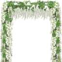 Wisteria Artificial Flower Garland,4PCS Wisteria Hanging Flowers for Wedding Decor,Wedding Arch Flowers,Flower Garland for Backdrop,Fake Hanging Flowers Vines for Wedding Decor(Total 28.8FT-White)