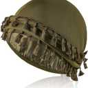 Satin Lined Turban with Long Twist Straps Tassels Silky Head Wraps for Men Women Halo Head Scarf Sleeping Bonnet