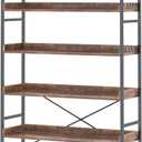 HCHQHS Bookshelf, Adjustable Industrial Bookcase, Vertical Tall Book Shelf, Wood and Black Metal Open Bookshelves for Home Office, Living Room, Bedroom (Rustic Brown, 6-Tier (31" W x 70" H))