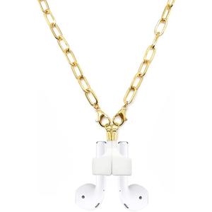Magnetic Anti-Lost Straps AirPods Necklace Lanyard String Cord for Neck - Accessories Compatible with Airpods Pro/2/1 (Gold Cuban)