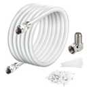 Elecan 30 Ft RG6 Coaxial Coax Cable Connectors Set, Quad Shielded High-Speed Internet 3 GHZ, Broadband Digital TV Aerial, Soft Satellite Cable Extension Double Rubber O-Ring+ Adapter+Ties+Clips-White