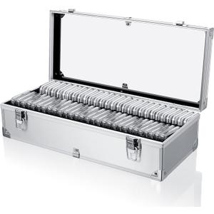 Funrous 100/50/20 Slabs Aluminum Coin Storage Box Case for Slab Holders Storage Collection Supplies Coin SlabStorage Box for Collectors(50 Coins,Silver)