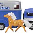 Breyer Horses Farms Land Rover and Tag-a-Long Trailer and Playset | Die Cast | 3.25 H x 10.5 L x 2.5 D | 2 Stablemates Horses Included | 1:32 Scale | Model #59216, Multi