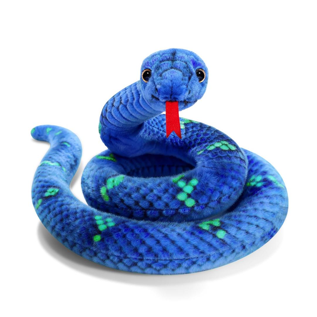 MGZTTHW Giant Stuffed Snake, Lifelike Plush Animal, 110 in Large Toy Snake for Kids, Perfect for Birthday Presents & Parties