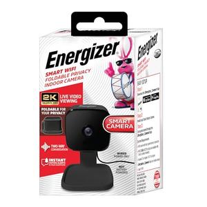 Energizer Smart 2K QHD Security Camera, Wired Indoor 2.4Ghz Wi-Fi Camera, 2-Way Audio, Night Vision, Motion Detection & Instant Alerts, App Control, Cloud & Micro SD Storage, Foldable for Privacy