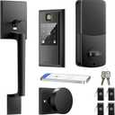 Fingerprint Smart Lock & Front Door knob Set, Keyless Entry Door Lock with Handle, Auto-Lock, Smart Front Door Lock Set, Bluetooth APP Control, Touchscreen Keypad, Easy Install,Matte Black