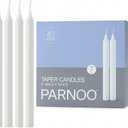 PARNOO 8" White Tapered Candles, 40 Pcs  7-Hour Long Burn Time, Dripless & No Soot, Unscented Taper - Hand-Dipped Tall Candles for Weddings, Dinners, Parties, & Special Occasions