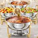 WARMOUNTS Chafing Dishes for Buffet, Food Warmers with Glass Lid, 4 Pack
