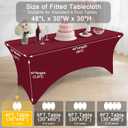 Smiry 2 Pack Spandex Table Cloth 4FT, Elastic Fitted Stretch Tablecloths, Washable and Wrinkle Free Rectangular Patio Table Cover for Outdoor, Wedding, Banquet & Parties (Wine Red, 48Lx30Wx30H Inch)