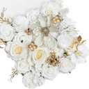 TINGE TIME Roses Artificial Flowers White Faux Flowers Bulk for DIY Bridal Wedding Bouquets Baby Shower Centerpiece Table Home DecorationsBrilliant White