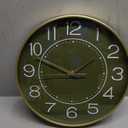 HZDHCLH 12inch Wall Clocks Battery Operated,Quartz Movement,Silent Non Ticking Modern Wall Clock for Living Room Bedroom Kitchen Office School Classroom Decor Green Gold