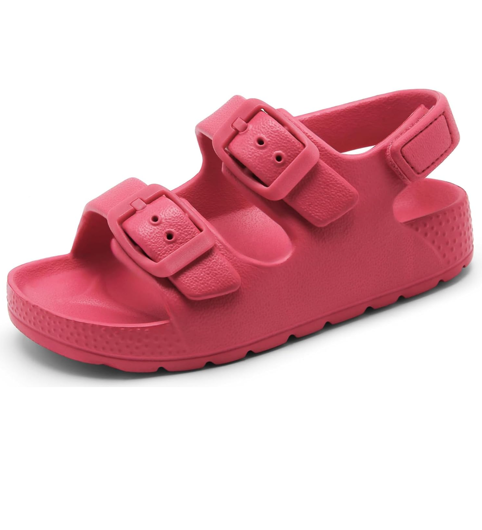 INMINPIN Toddler Boys Girls Buckle Sandals Comfort Open Toe Sandal with Adjustable Back Strap 2 Pack, 8