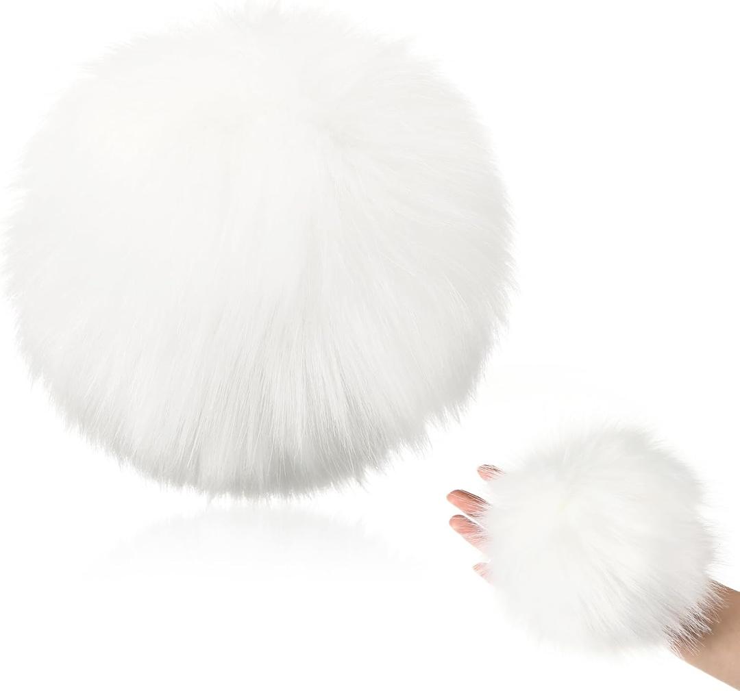 6 Inch Jumbo Plush Bunny Tail Extra Large Rabbit Tail Bunny Costume Accessories for Easter Graduation Party Cosplay (White)