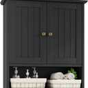 Bathroom Wall Cabinet, Bathroom Cabinet Wall Mount with 2 Doors and Open Shelf, Over The Toilet Wall Storage, Wooden Medicine Cabinets