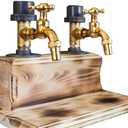 Wooden Whiskey Liquor Dispenser Father's Day Shot Dispenser for Liquor Bottles Beverage Whiskey Holder Faucet Shape Stand Drinkware Set Holder for Bar Home Party Man Cave