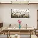 Wildflower Wall Art Autumn Canvas Picture Butterfly Grass Dandelion Artwork Vintage Wooden Board Painting Prints for Bedroom Living Room Office Home Kitchen Wall Decor Framed Ready to Hang 20" x 40"