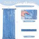 Baby Blue Glitter Sequin Backdrop Curtains 2 Pcs 5FTx10FT Baby Shower Party Backdrop for Boy Gorgeous Photography Fabric Drapes