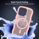 Magnetic for iPhone 15 Pro Case, (Compatible with Magsafe) Curly Wavy Frame Hard Translucent Matte Clear Back Cover for Women Men TPU Bumper Shockproof Phone Case (Pink)