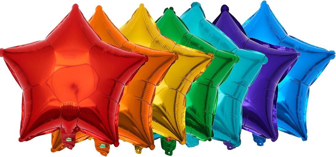 17 Inch Star Mylar 21pcs Rainbow Big Foil Helium Balloons Multi Balloons for Party Decoration