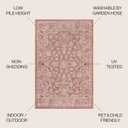 JONATHAN Y Weave Floral Indoor Outdoor Square Area Rug 3X3 Red/Taupe, Tela Bohemian Textured for Backyard, Patio, Porch, Easy-Cleaning, High Traffic, Pet-Friendly, Non-Shedding (SMB100A-3SQ)