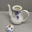 Agyiuns Tea Pot, Porcelain Teapot 37oz,tea pots for tea party,Tea Infuser Pots for Blooming loose Leaf Tea (White with blue flower)