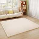 Baby Play Mat for Floor, 1.3'' Thick Memory Foam Tummy Time Mat - Super Soft Coral Velvet Nursery Rug with Non-Slip Backing, Crawling Rug for Toddlers/Infants, Yoga & Tatami Use, 59''x 79'' (Beige)