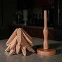 Wooden Trivets for Hot Dishes, Tree Trivet Set, Stackable Tree Coasters for Hot Dish, Pot, Bowl, Teapot, Includes 4 Trivets, 1 Stand, and 4 of Choice (Natural Wood)