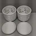 FoldTier 2 Pack 6.5 Inch Large Orchid Pot with Holes and Saucer for Root Health with Precise Aeration and Drainage, Ceramic Orchid Planter Pot for Repotting or New Plants Indoor Outdoor Use(White), 6.3 x 6.3 x 6.5 inches