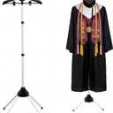Bucherry Graduation Gown Display Stand Adjustable Garment Hanger for T Shirt Portable Hanging Metal Clothes Stand for Cap Clothing Jacket Coat Shirt Display (Rack,Silver and Black,32"-63")